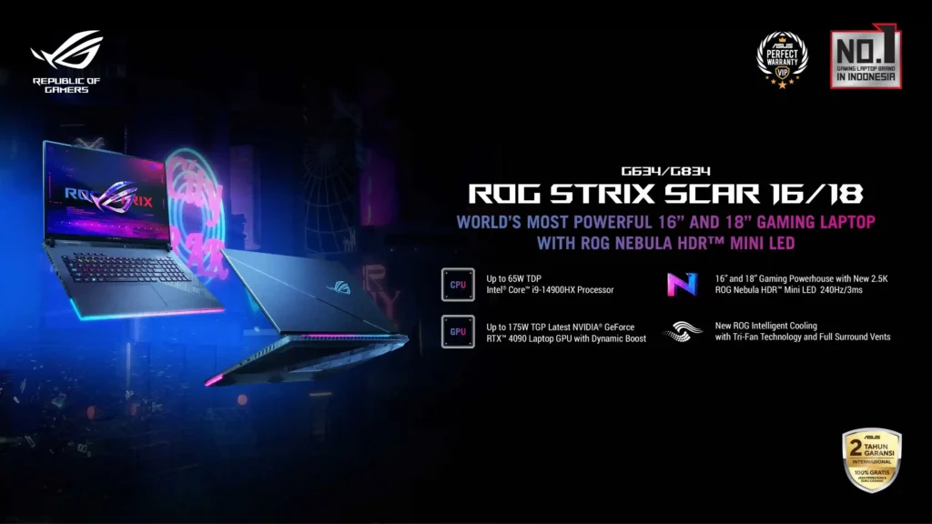 Laptop gaming terbaik yaitu ROG Strix Scar 18